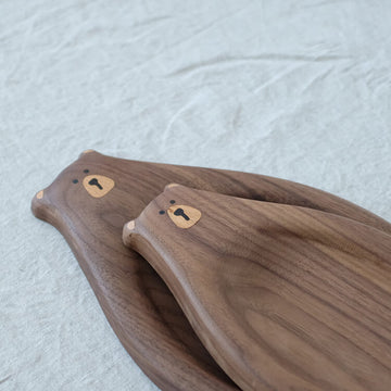 Wood Bear Serving Tray Plate, Keys Coins Dish